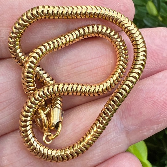 VINTAGE YELLOW GOLD FILLED SLINKY COIL SNAKE TUBOGAS BRACELET MADE IN GERMANY